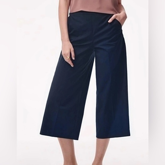 Loft Wide Leg Cropped Trousers Navy Size 0 - Picture 1 of 6
